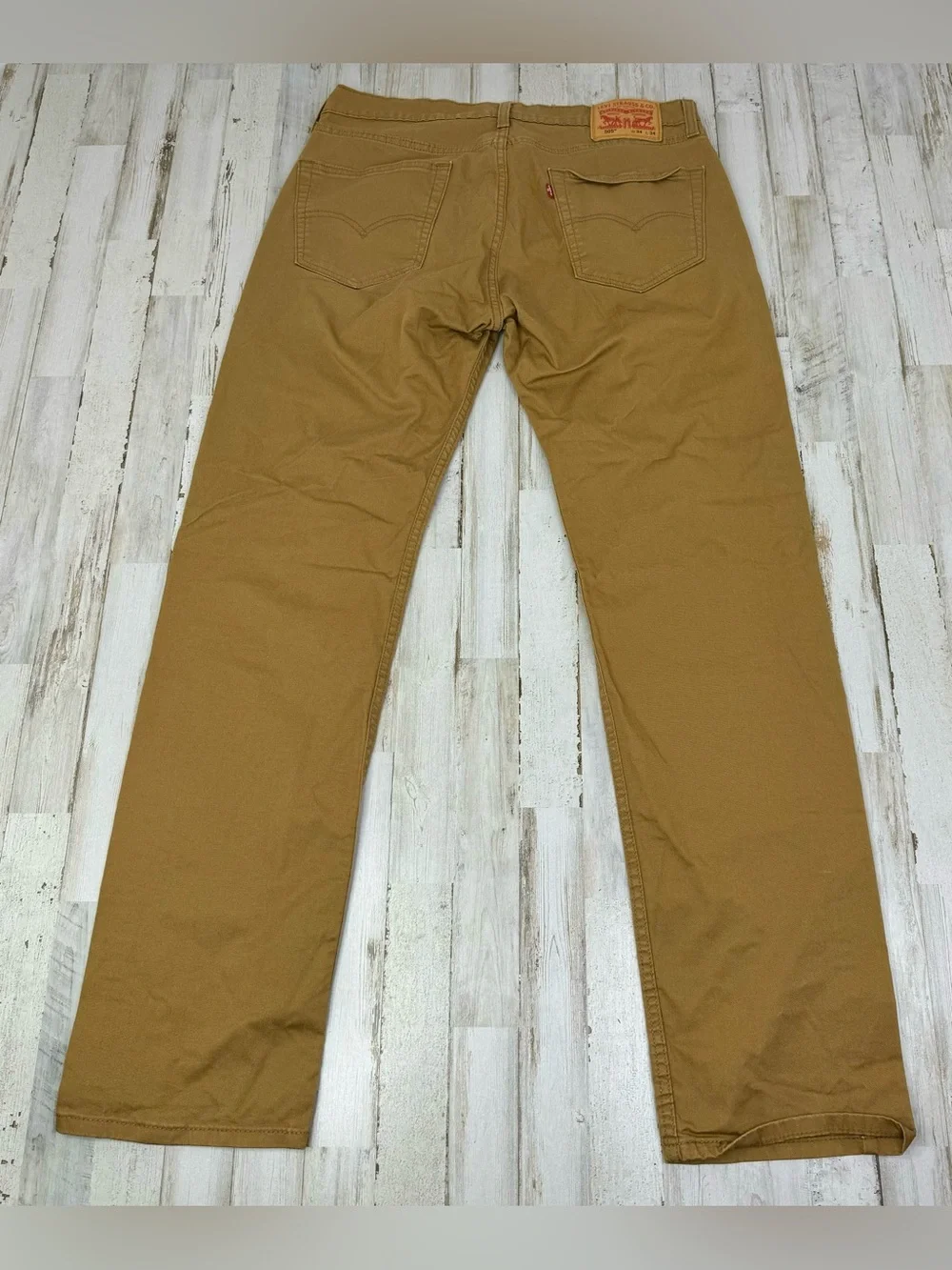 Levis 505 Pants Jeans Men 34x33 Denim Stretch Tan Straight